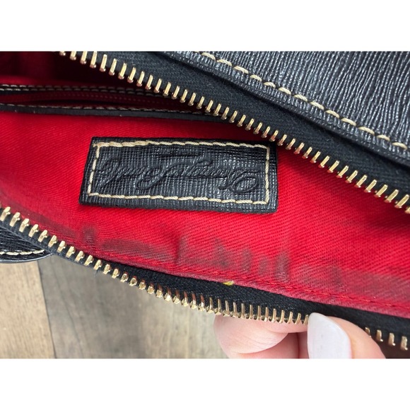 Dooney & Bourke Black Saffiano Leather Hobo Shoulder Bag Gold Hardware Logo - Picture 14 of 16